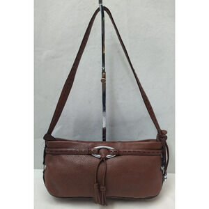 Brighton Brown Pebbled Leather Zipper Closure Hobo Shoulder Bag